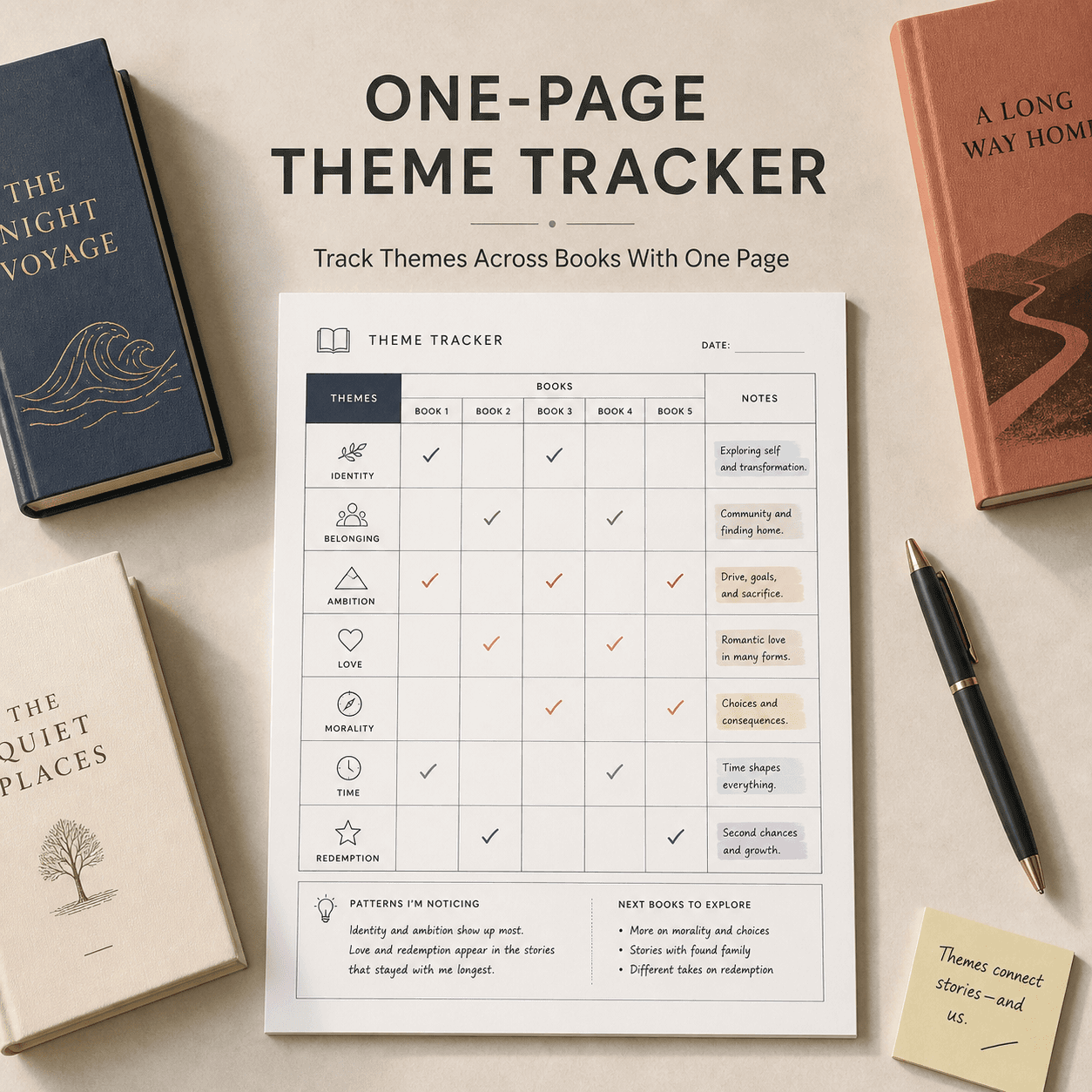 How to Track Themes Across Books With One Page