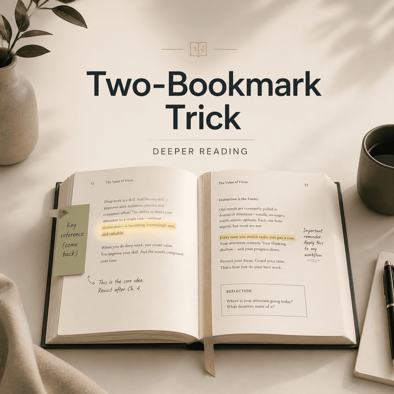 The ‘Two-Bookmark’ Trick for Deeper Reading